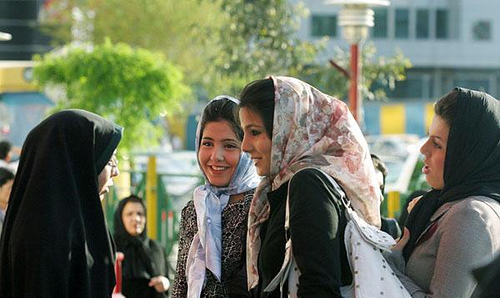 IStanbul to Peking. Iranian women in headscarves